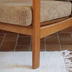 Fauteuil vintage allemand en hêtre et tissu beige 60's