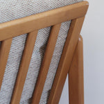 Fauteuil vintage allemand en hêtre et tissu beige 60's