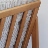 Fauteuil vintage allemand en hêtre et tissu beige 60's