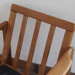 Fauteuil vintage allemand en hêtre et tissu beige 60's