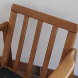 Fauteuil vintage allemand en hêtre et tissu beige 60's