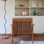 Fauteuil vintage allemand en hêtre et tissu beige 60's