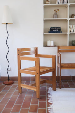 fauteuil vintage scandinave paille mid-century charlotte perriand orme 