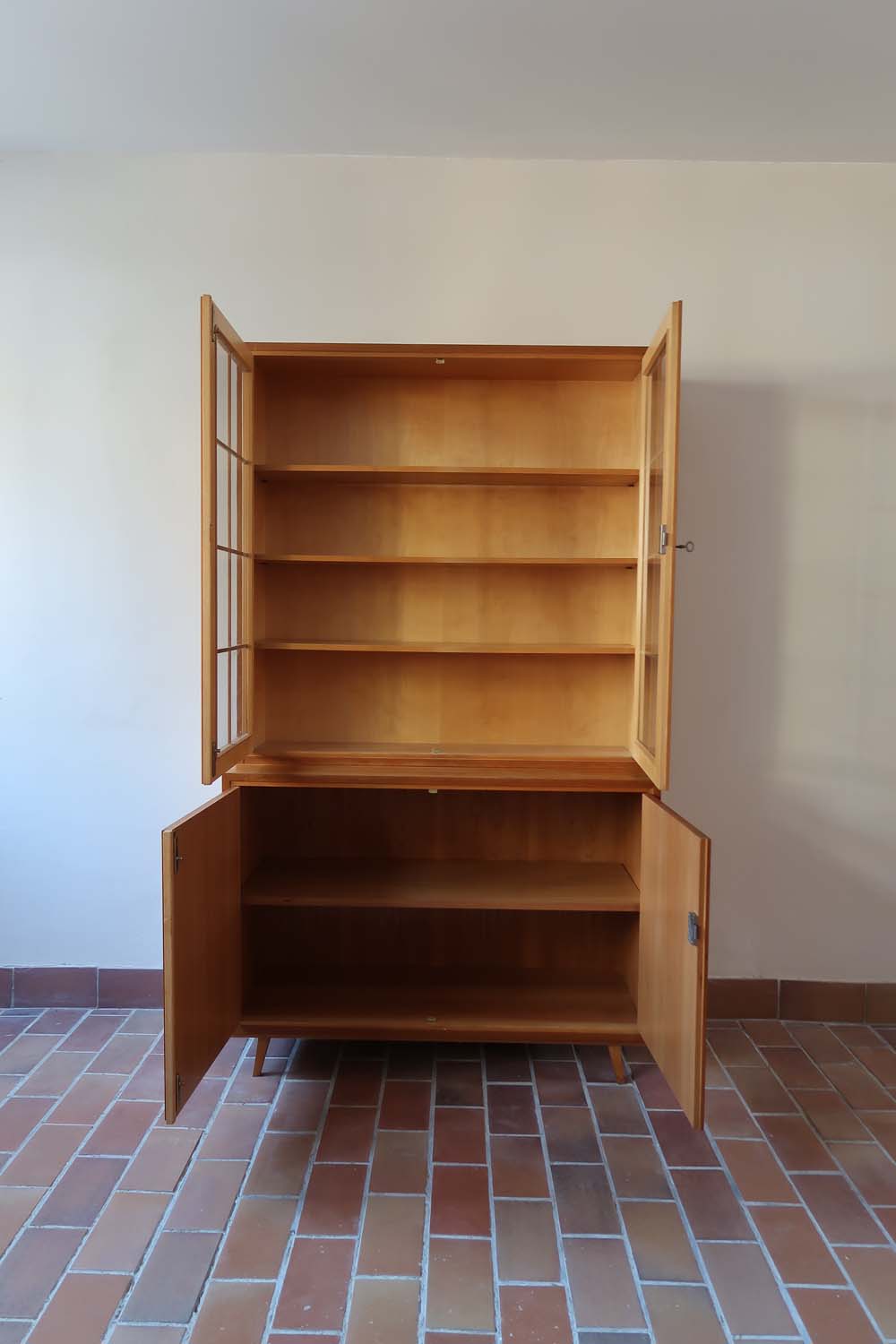 Bibliothèque en bois 1970 Vintage/Scandinave Naturel/Transparent Bois/Verre Bibliothèque en bois 1970 Vintage/Scandinave Naturel/Transparent Bois/Verre