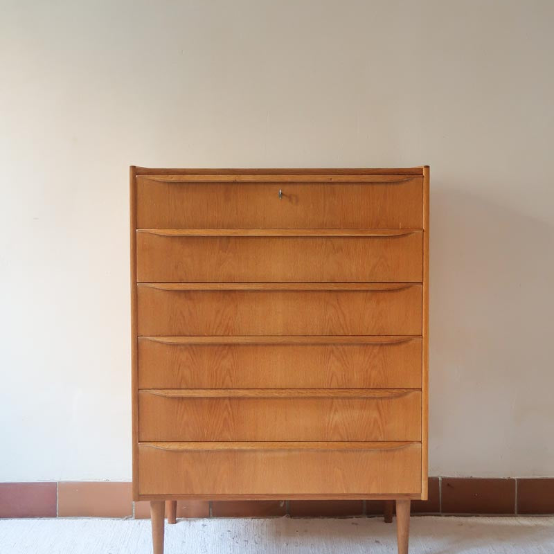 haute commode scandinave chêne clair danemark années 60 design nordique vintage