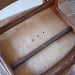 Lot de 6 chaises design danois en teck avec assise camel et dossier courbé, esprit Erik Buch.