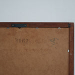 Miroir mural teck massif scandinave années 60, tenons chevillés visibles quatre angles, cadre droit, ébénisterie traditionnelle danoise mid-century