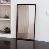 Miroir mural palissandre scandinave années 60, cadre fin lignes épurées, veinage profond, design danois mid-century premium