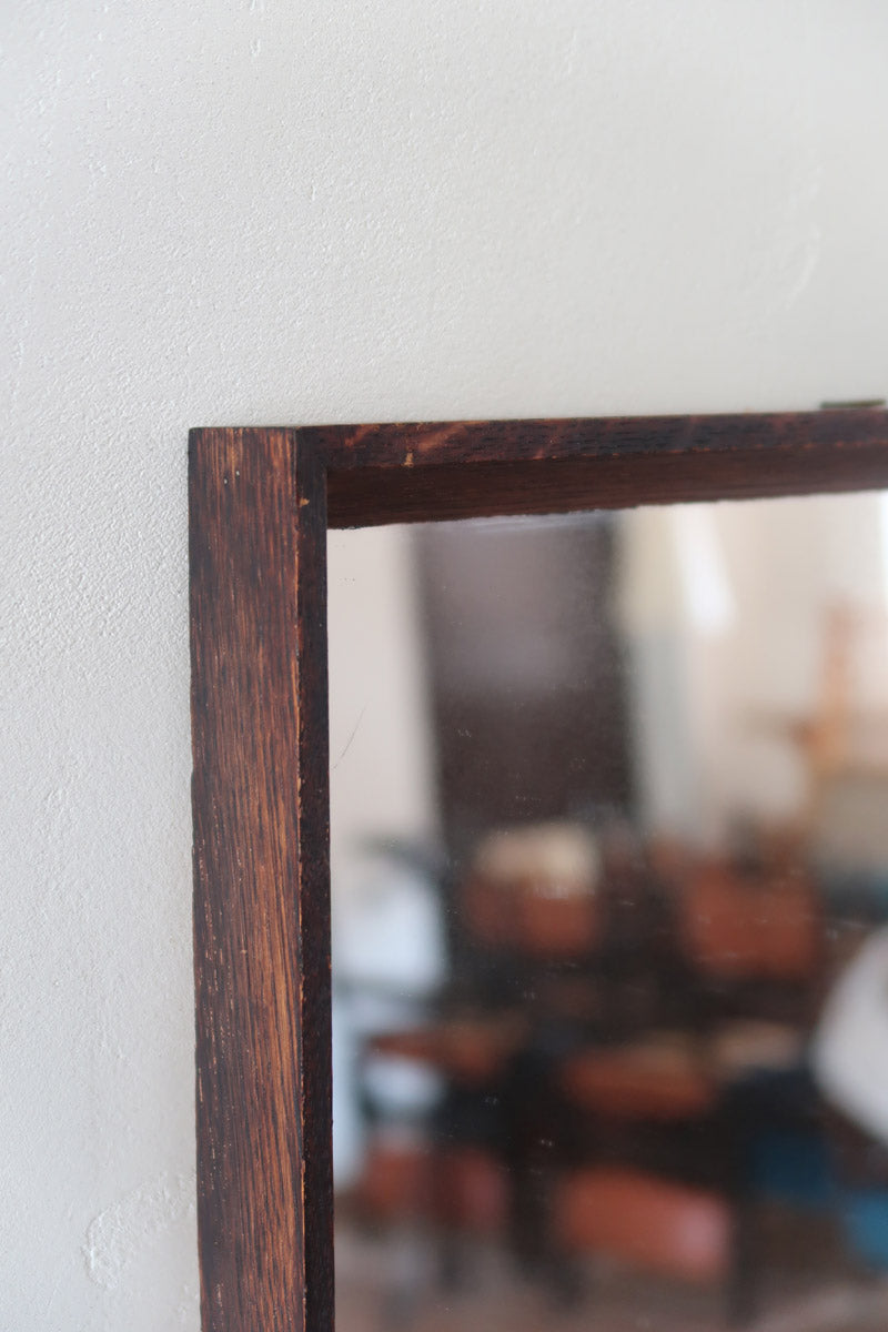 Miroir mural palissandre scandinave années 60, cadre fin lignes épurées, veinage profond, design danois mid-century premium