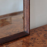 Miroir mural palissandre scandinave années 60, cadre fin lignes épurées, veinage profond, design danois mid-century premium