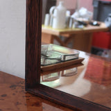 Miroir mural palissandre scandinave années 60, cadre fin lignes épurées, veinage profond, design danois mid-century premium