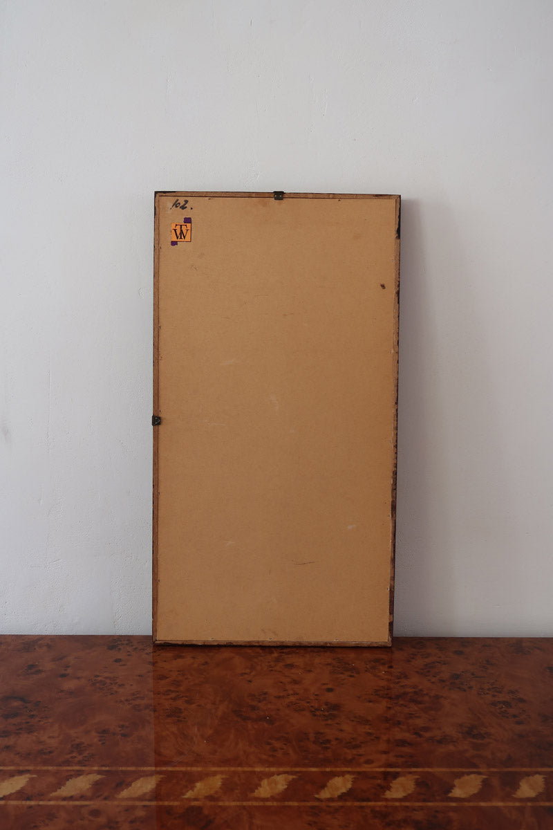 Miroir mural palissandre scandinave années 60, cadre fin lignes épurées, veinage profond, design danois mid-century premium