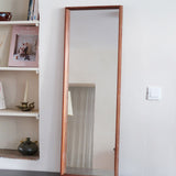 Miroir mural teck massif scandinave années 60 grand format vertical XL, teck cérusé patiné, dressing entrée, design danois mid-century