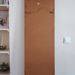 Miroir mural teck scandinave années 60 cadre fin grand format, lignes droites épurées, profil minimaliste, design danois mid-century