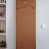 Miroir mural teck scandinave années 60 cadre fin grand format, lignes droites épurées, profil minimaliste, design danois mid-century