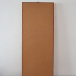 Miroir mural teck scandinave années 60 cadre fin grand format, lignes droites épurées, profil minimaliste, design danois mid-century