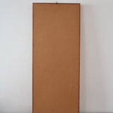 Miroir mural teck scandinave années 60 cadre fin grand format, lignes droites épurées, profil minimaliste, design danois mid-century