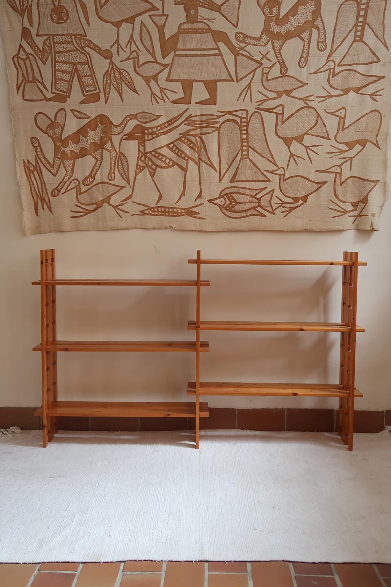 bibliothèque pin massif style charlotte perriand années 80 mobilier vintage