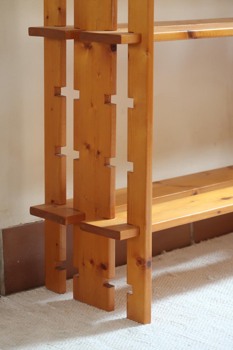 bibliothèque pin massif style charlotte perriand années 80 mobilier vintage