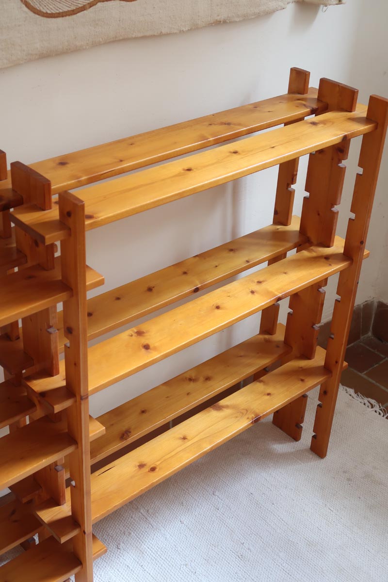 bibliothèque pin massif style charlotte perriand années 80 mobilier vintage