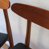 Paire de chaises scandinaves Farstrup vintage en teck et skaï noir neuf