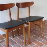 Paire de chaises scandinaves Farstrup vintage en teck et skaï noir neuf