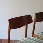 Paire de chaises scandinaves Farstrup vintage en teck et tissu vert