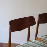 Paire de chaises scandinaves Farstrup vintage en teck et tissu vert