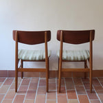 Paire de chaises scandinaves Farstrup vintage en teck et tissu vert