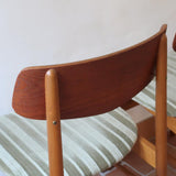Paire de chaises scandinaves Farstrup vintage en teck et tissu vert