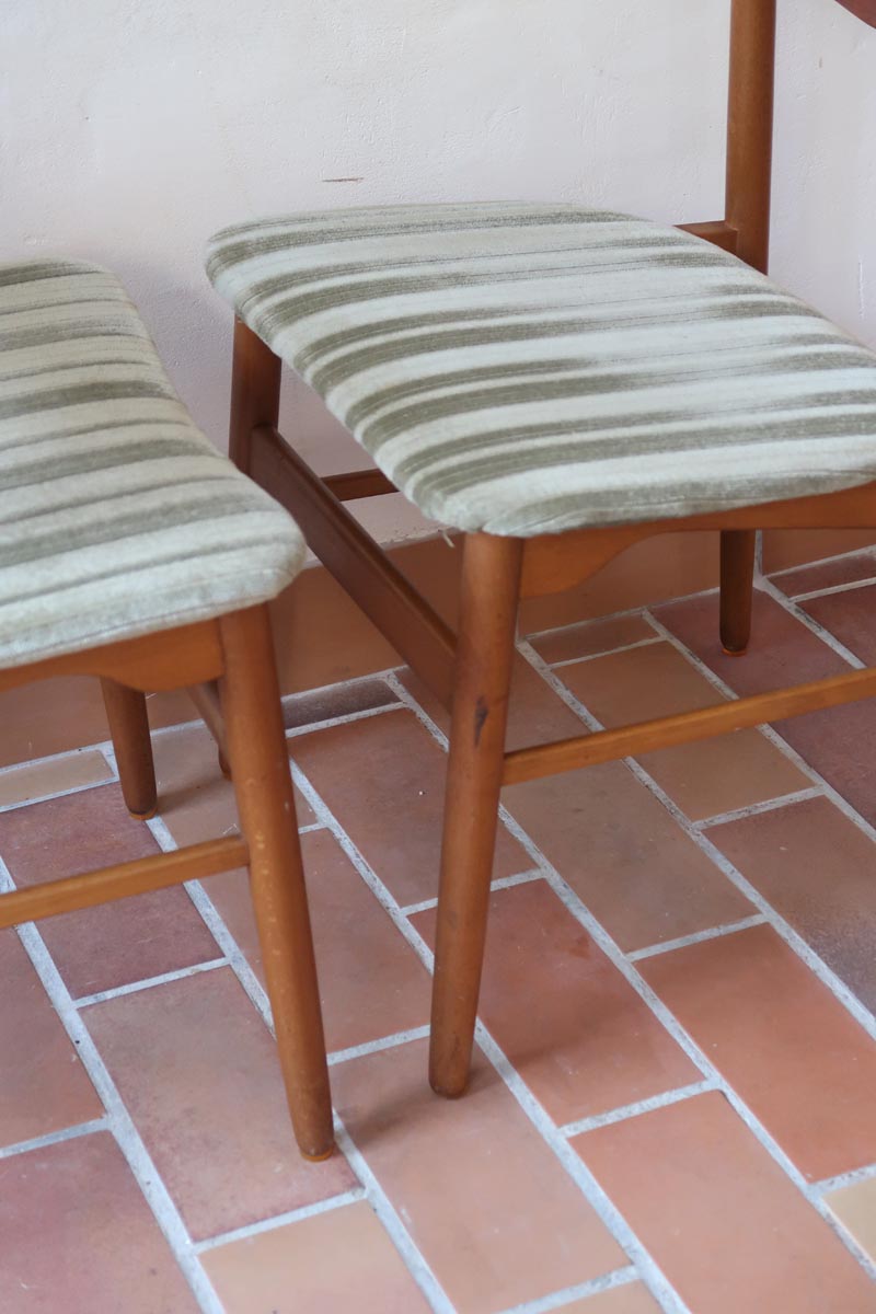 Paire de chaises scandinaves Farstrup vintage en teck et tissu vert