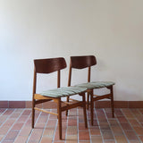 Paire de chaises scandinaves Farstrup vintage en teck et tissu vert