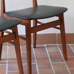 Paire de chaises scandinaves vintage Farstrup en teck et skaï noir