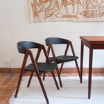 paire de chaises thomas harlev modèle 205 farstrup teck et skaï noir danemark années 60