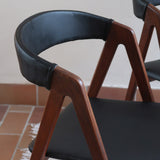 paire de chaises thomas harlev modèle 205 farstrup teck et skaï noir danemark années 60