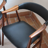 paire de chaises thomas harlev modèle 213 farstrup teck et skaï noir danemark années 60