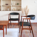 paire de chaises thomas harlev modèle 213 farstrup teck et skaï noir danemark années 60