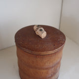 Pot bambou vintage années 60, couvercle bois poignée bambou sculptée, intérieur liège, ancien pot à tabac, boîte rangement décorative
