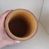 Pot bambou vintage années 60, couvercle bois poignée bambou sculptée, intérieur liège, ancien pot à tabac, boîte rangement décorative