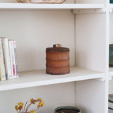 Pot bambou vintage années 60, couvercle bois poignée bambou sculptée, intérieur liège, ancien pot à tabac, boîte rangement décorative