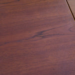 table à manger scandinave en teck massif extensible années 60 avec chants arrondis et piètement fuselé