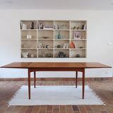 Table à manger extensible Farstrup en teck, design danois mid-century années 60, piètement bois massif et plateau rectangulaire