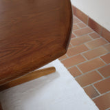 Table à manger ovale extensible en teck, design danois mid century années 60, piètement central et rallonges intégrées