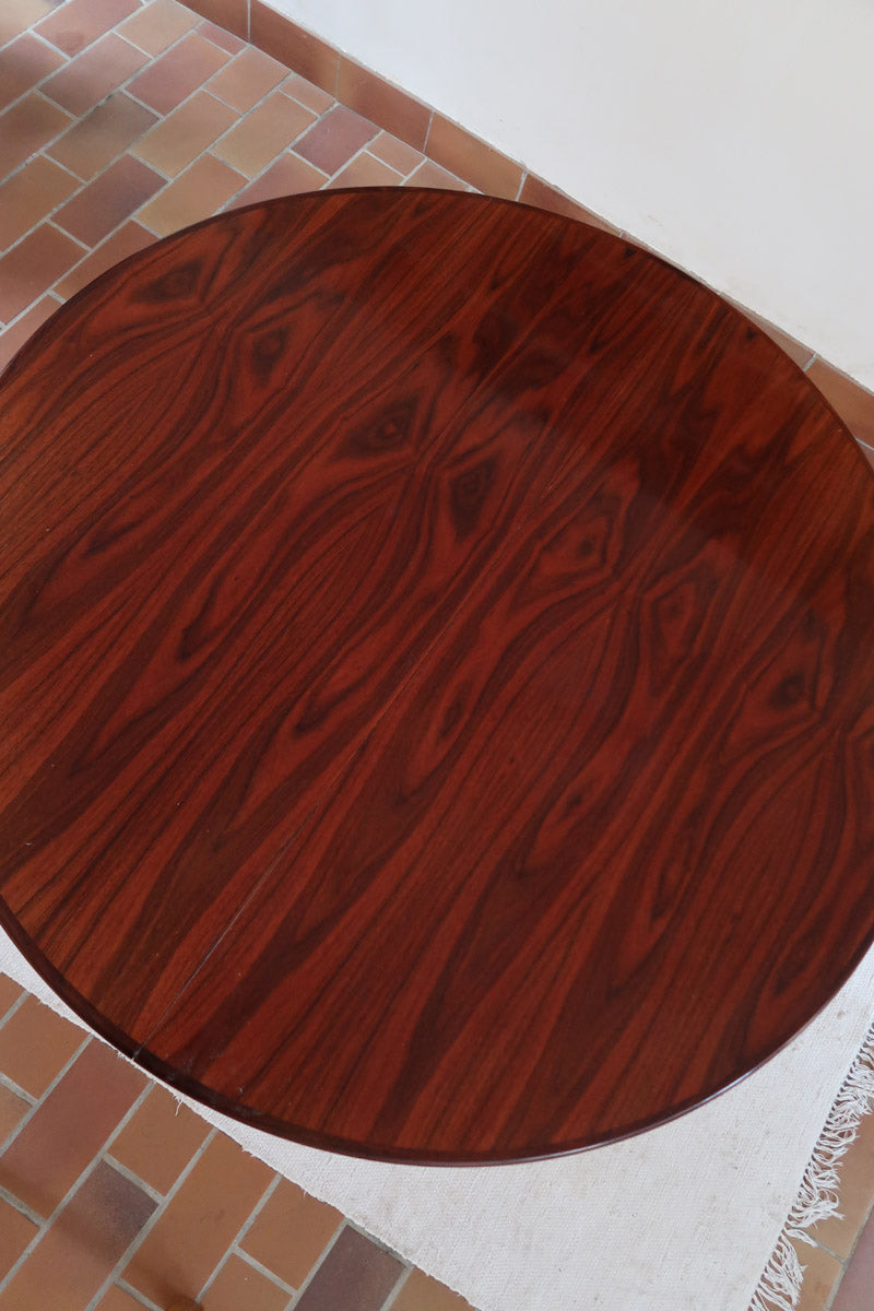 Table à manger ronde en palissandre avec piètement central, design mid century années 60