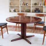 Table à manger ronde en palissandre avec piètement central, design mid century années 60