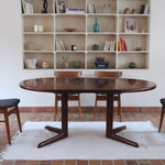Table à manger ronde en palissandre avec piètement central, design mid century années 60