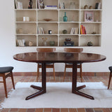 Table à manger ronde en palissandre avec piètement central, design mid century années 60