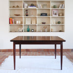 Table à manger scandinave extensible en palissandre, design danois mid-century des années 60, plateau en excellent état.