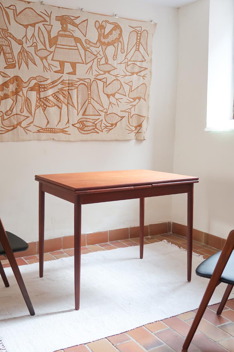table à rallonges scandinave teck danemark années 60 petit format design nordique