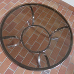 table basse ronde verre fumé chrome style milo baughman space age années 70